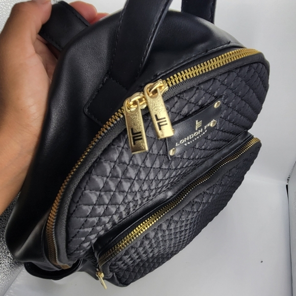 London Fog Quilted 100th Anniversary Black Libby Nylon Backpack Purse - LIKE NEW - Picture 12 of 14